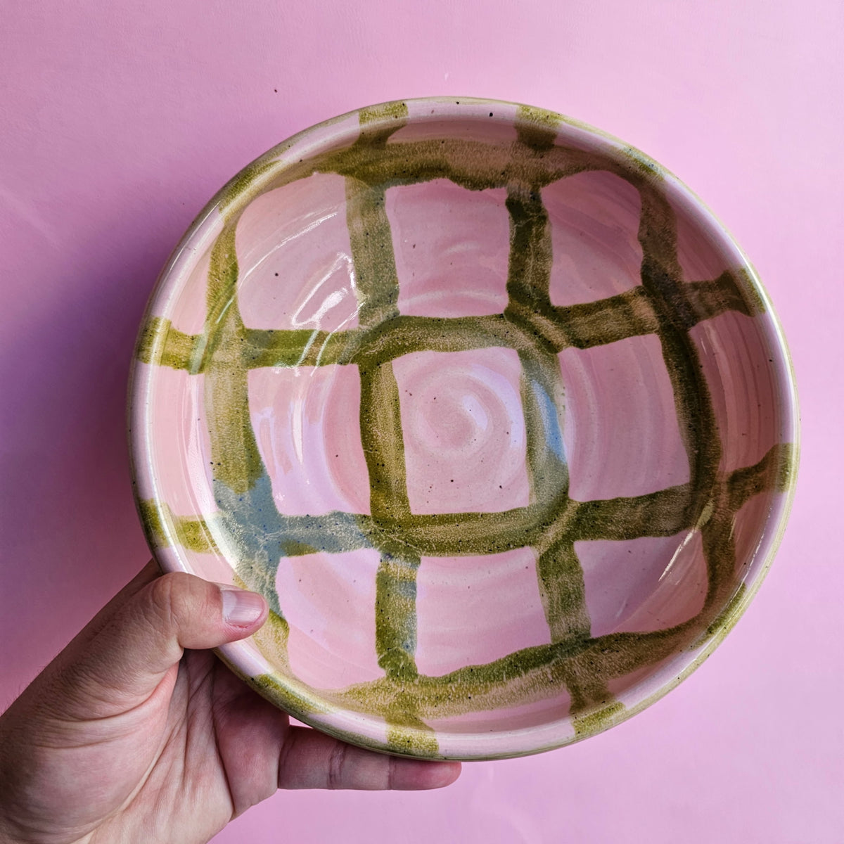 PINKY MOSS PLAID PLATE BOWL