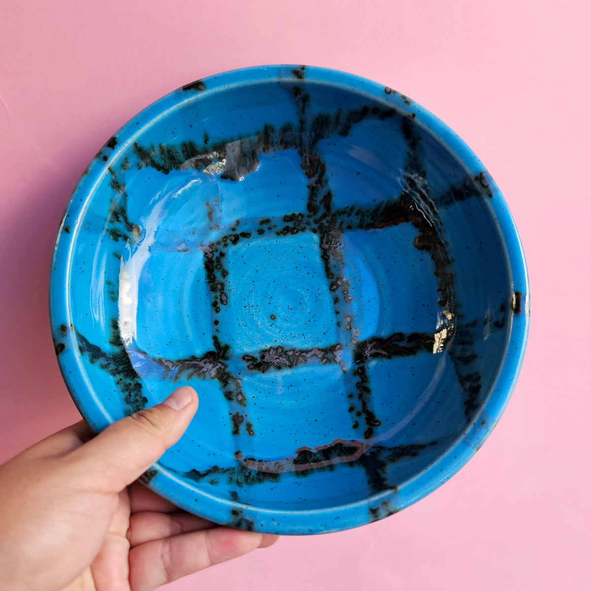 TROPICAL BLUE PLAID PLATE BOWL