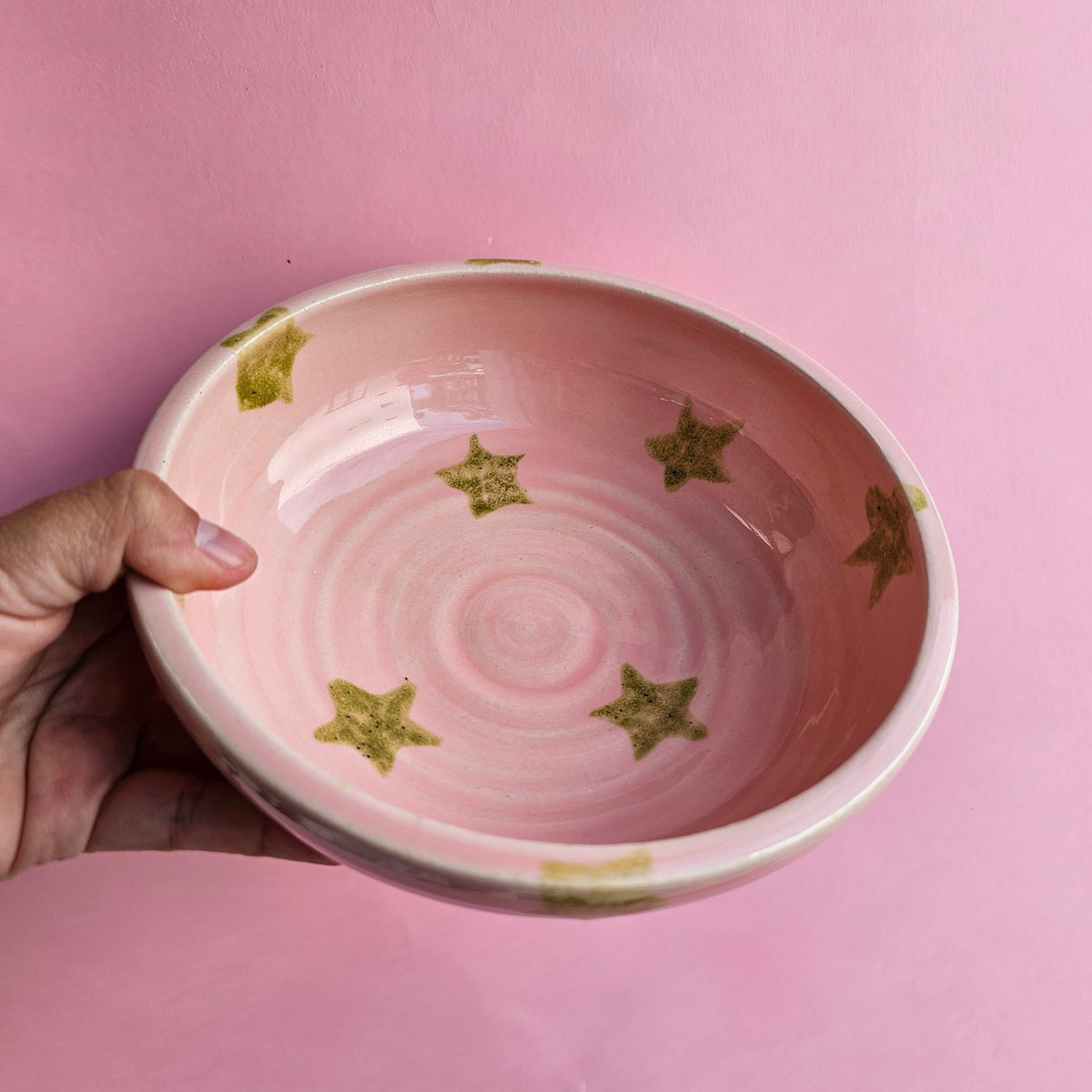 PINK OYSTER MUSHROOM OKRA STARS PLATE BOWL