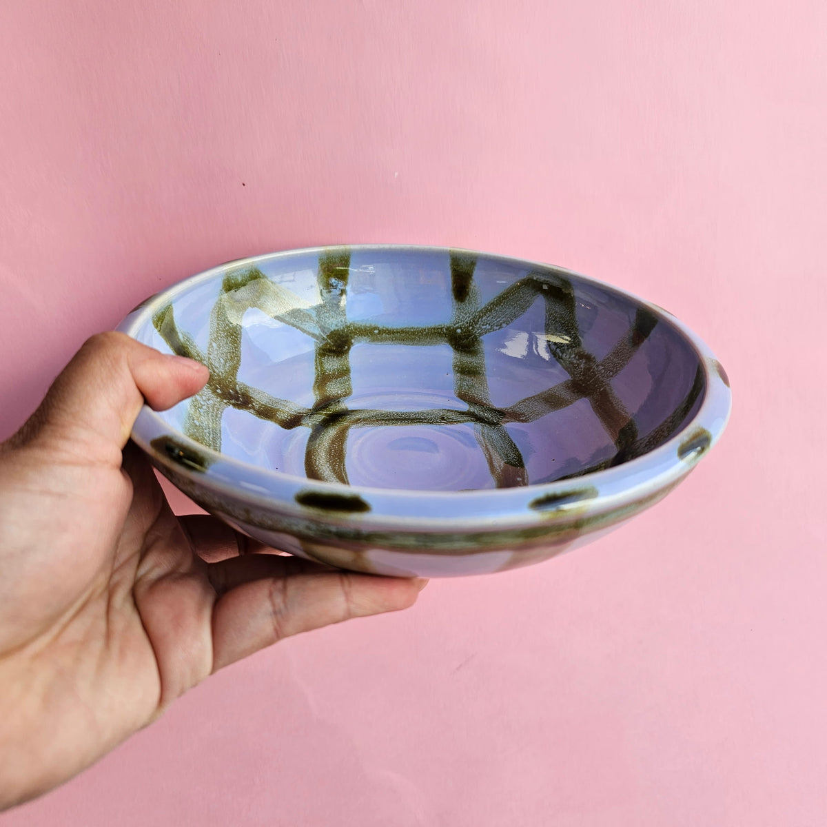 BLUEFOOT MUSHROOM PLAID PLATE BOWL