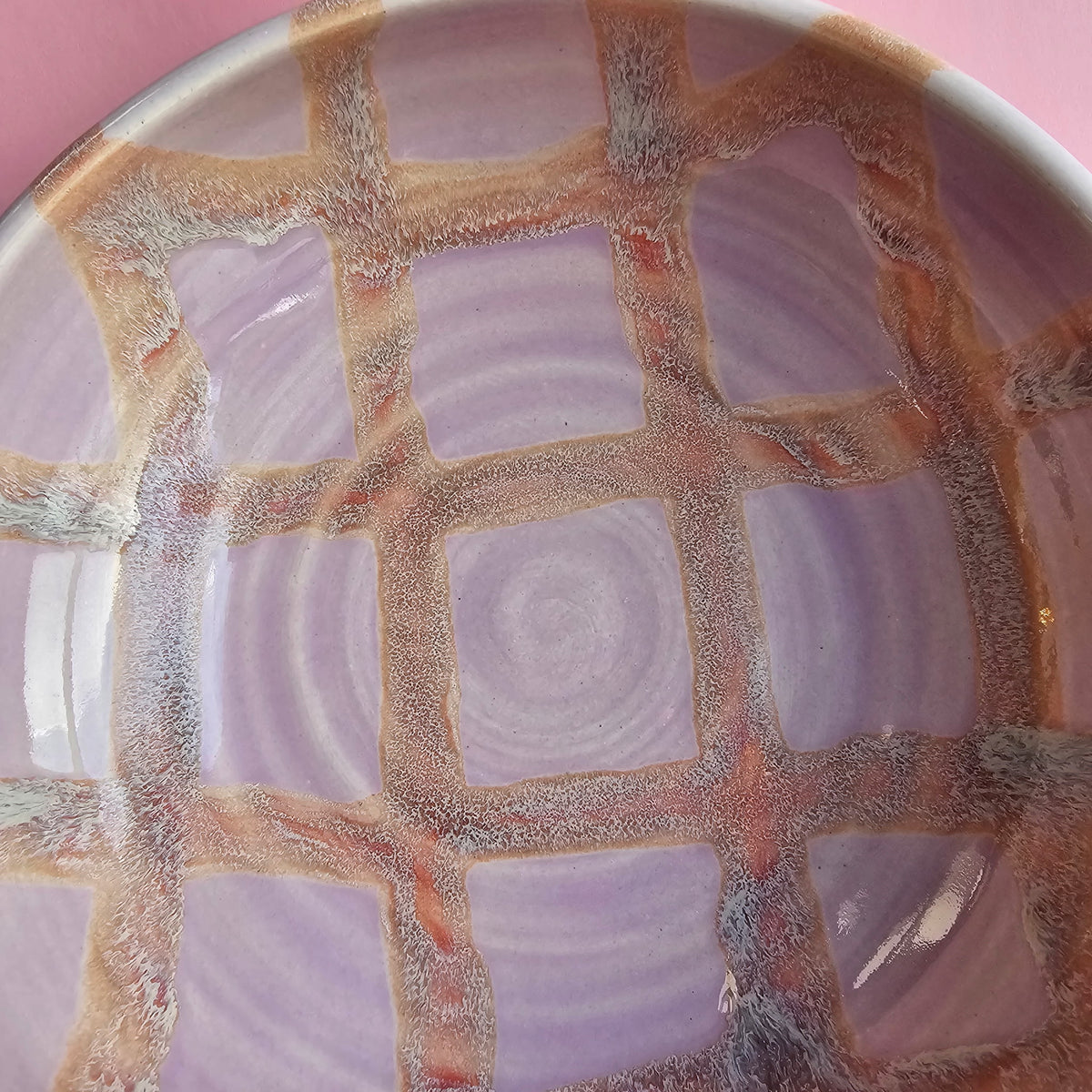 PURPLE YAM PLAID PLATE BOWL
