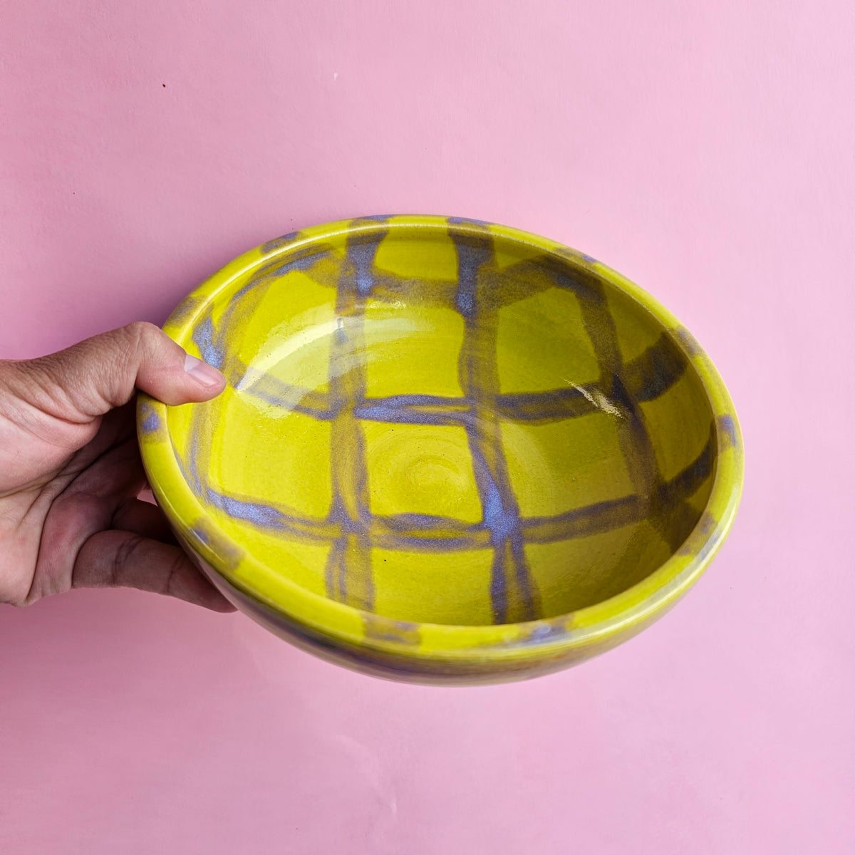 GLASS CORN PLAID PLATE BOWL